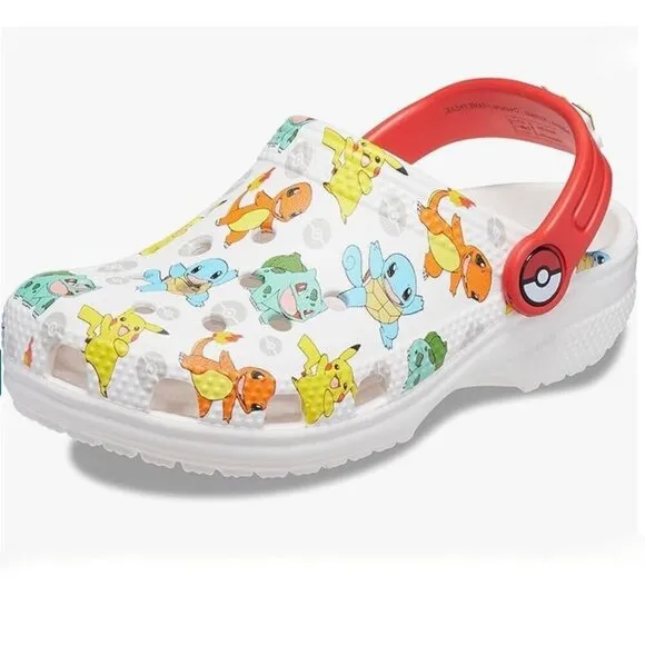 Crocs Classic Pokémon Clog Big Kid Sizes J4 (8-7/8)&quot; J5 (9-1/8&quot;) White Multicolo