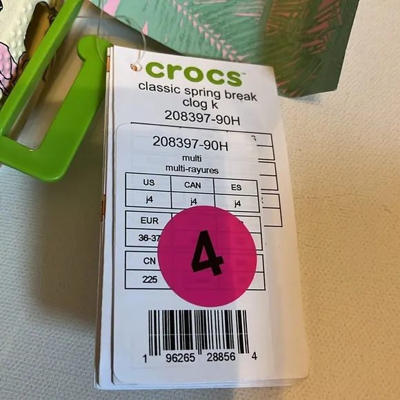 Crocs classic spring break clog Pool party beach palm flamingo shell big kids J4