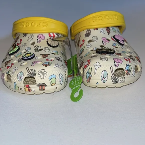 Crocs classic spring break clog Pool party beach palm flamingo shell big kids J4