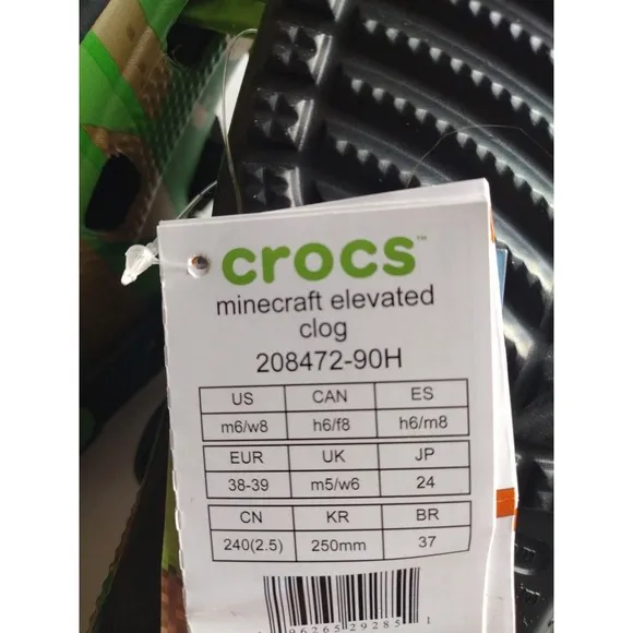 Crocs Clog Men's 6 Woman 8 Green Minecraft Elevated 208472-90H Green Gamer Comfy