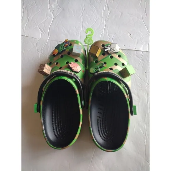 Crocs Clog Men's 6 Woman 8 Green Minecraft Elevated 208472-90H Green Gamer Comfy