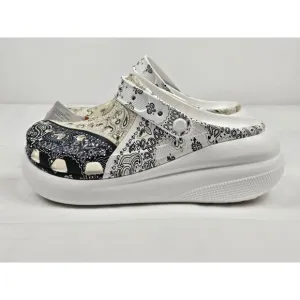 Crocs Clogs Mens 9. Classic Crush Bandana White Slip On.‎ 208119-2ZM. NEW