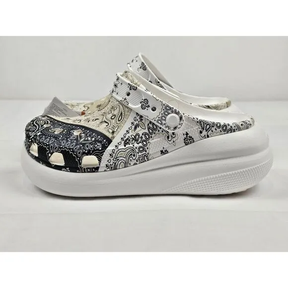 Crocs Clogs Mens 9. Classic Crush Bandana White Slip On.‎ 208119-2ZM. NEW