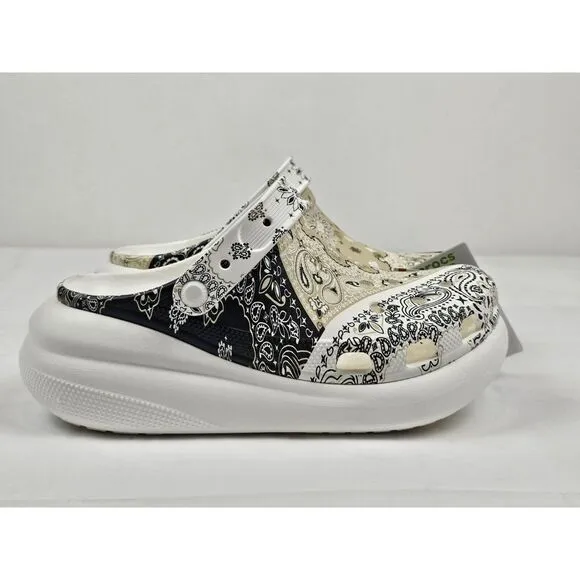 Crocs Clogs Mens 9. Classic Crush Bandana White Slip On.‎ 208119-2ZM. NEW