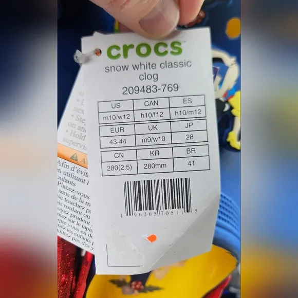 CROCS DISNEY Snow White Classic Clog NWT Size 12W (10M)