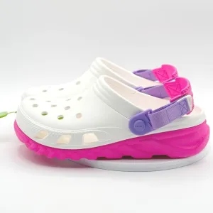Crocs Duet Max II Clog White Pink Size 4 Big Girl (4J) Adjustable Strap Kids NEW