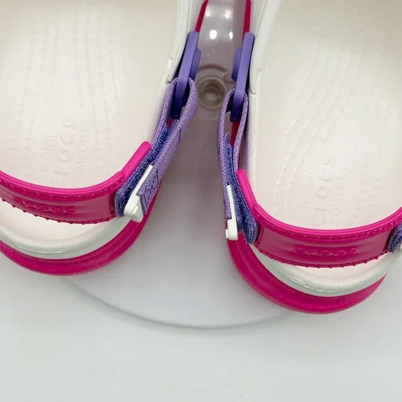 Crocs Duet Max II Clog White Pink Size 4 Big Girl (4J) Adjustable Strap Kids NEW
