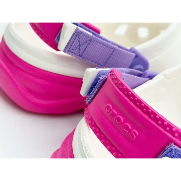 Crocs Duet Max II Clog White Pink Size 4 Big Girl (4J) Adjustable Strap Kids NEW
