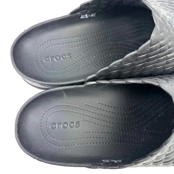 Crocs Dylan Clogs 43 Black Weave Rubber Slip On Shoes Mens 10