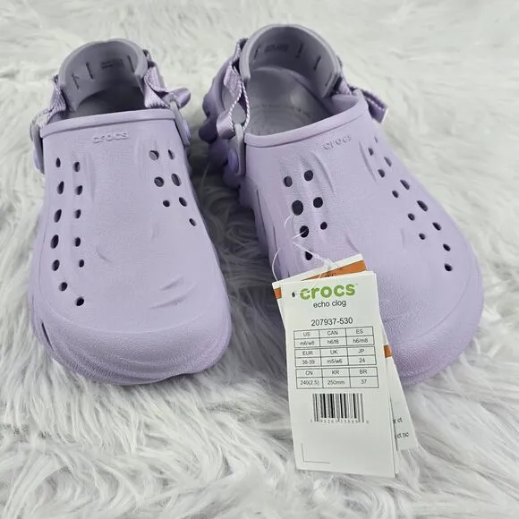 Crocs Echo Clogs Lavender Purple 207937-530 Women's Size 8 Men’s Size 6 New