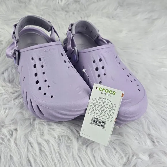 Crocs Echo Clogs Lavender Purple 207937-530 Women's Size 9 Men’s Size 7 New