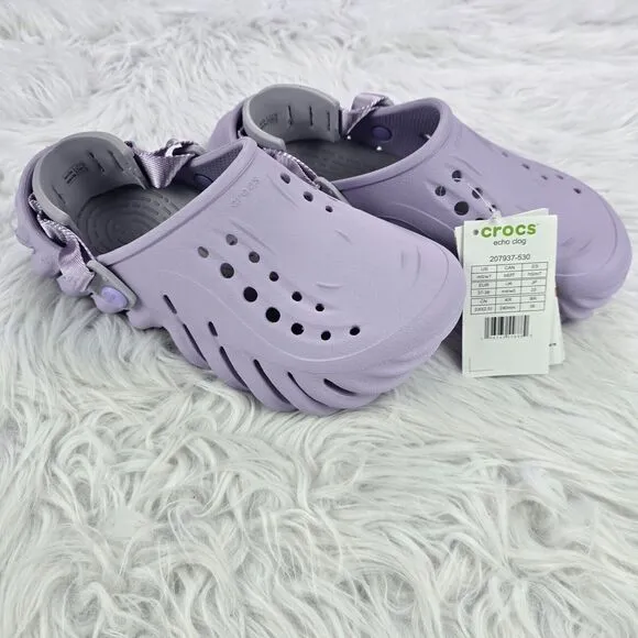 Crocs Echo Clogs Lavender Purple Women's Size 7 Men’s Size 5 New 207937-530