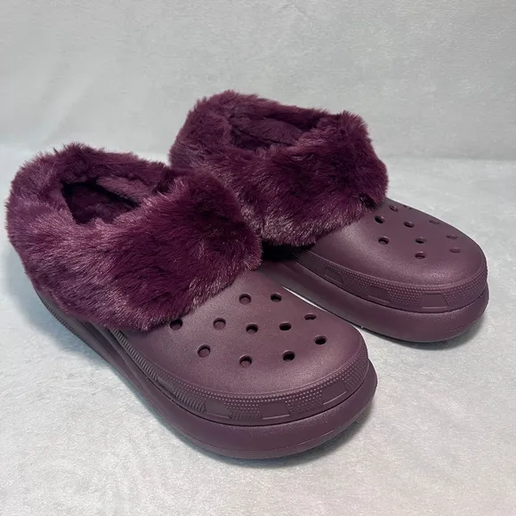 Crocs Furever Crush Lined Platform Clogs Dark Cherry Size M-10/W-12 Unisex