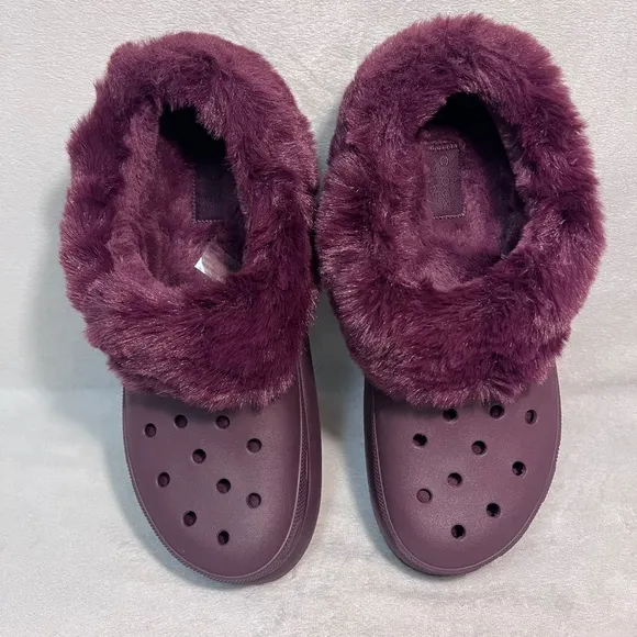 Crocs Furever Crush Lined Platform Clogs Dark Cherry Size M-10/W-12 Unisex