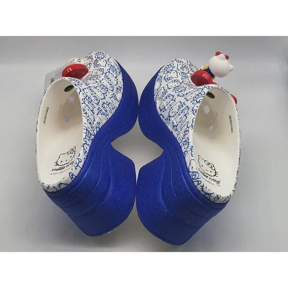 Crocs Hello Kitty 50th Anniversary Siren Clog Blue Glitter White Xtra High Wom S