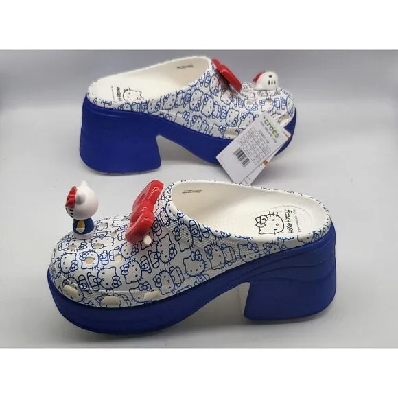 Crocs Hello Kitty 50th Anniversary Siren Clog Blue Glitter White Xtra High Wom S