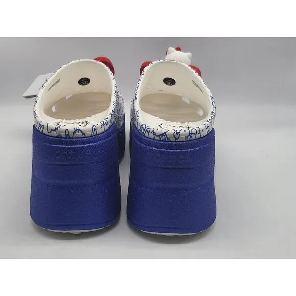 Crocs Hello Kitty 50th Anniversary Siren Clog Blue Glitter White Xtra High Wom S