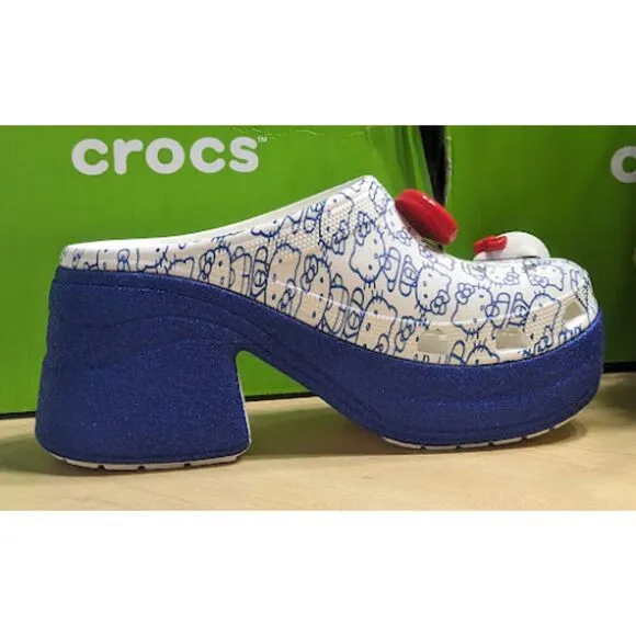 CROCS Hello Kitty White Siren Clogs 50th Anniversary Collection W11/M9 NIB