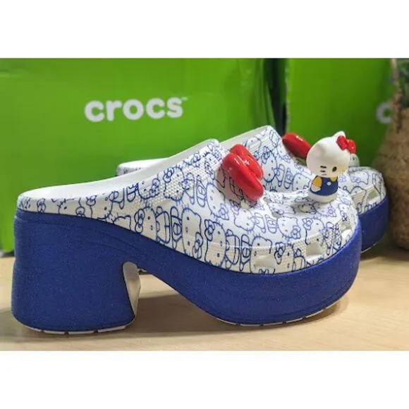 CROCS Hello Kitty White Siren Clogs 50th Anniversary Collection W11/M9 NIB