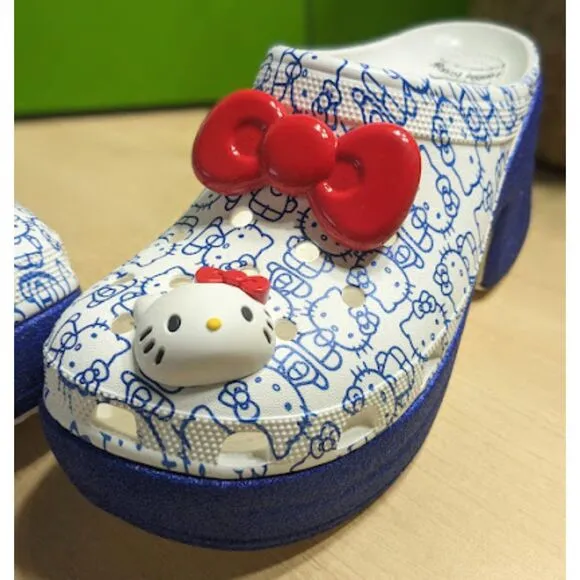 CROCS Hello Kitty White Siren Clogs 50th Anniversary Collection W11/M9 NIB