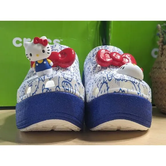 CROCS Hello Kitty White Siren Clogs 50th Anniversary Collection W11/M9 NIB