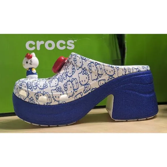 CROCS Hello Kitty White Siren Clogs 50th Anniversary Collection W11/M9 NIB