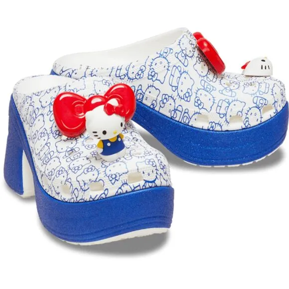 CROCS Hello Kitty White Siren Clogs 50th Anniversary Collection W11/M9 NIB