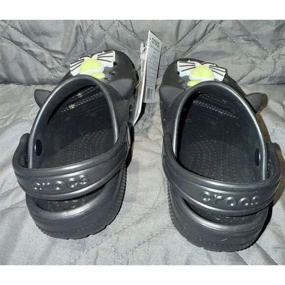 Crocs Kids C11 Black Cat Glow in the Dark Classic Clogs Casual Shoes