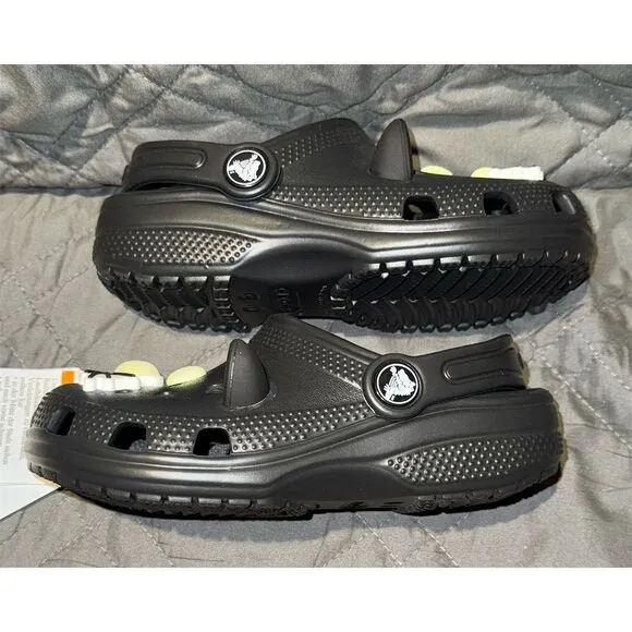 Crocs Kids C11 Black Cat Glow in the Dark Classic Clogs Casual Shoes