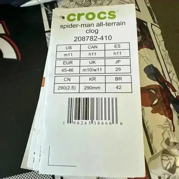 Crocs Marvel Team Spider Man All Terrain Mens Clogs‎ Sandals Blue Red US M11 W13
