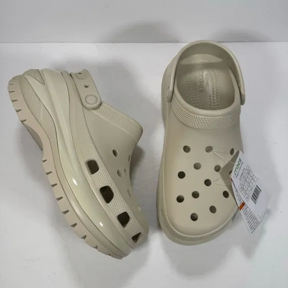 Crocs Mega Crush Chunky Platform Clogs Bone Women's Size 10 Men’s Size 8