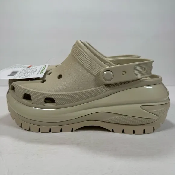 Crocs Mega Crush Chunky Platform Clogs Bone Women's Size 10 Men’s Size 8