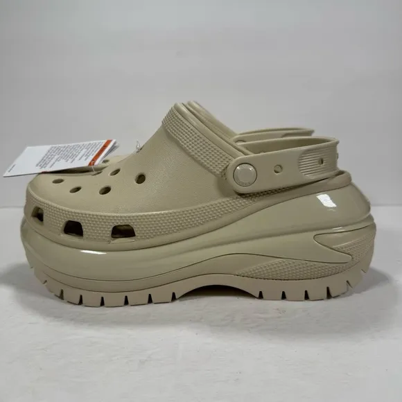 Crocs Mega Crush Chunky Platform Clogs Bone Women's Size 9 Men’s Size 7