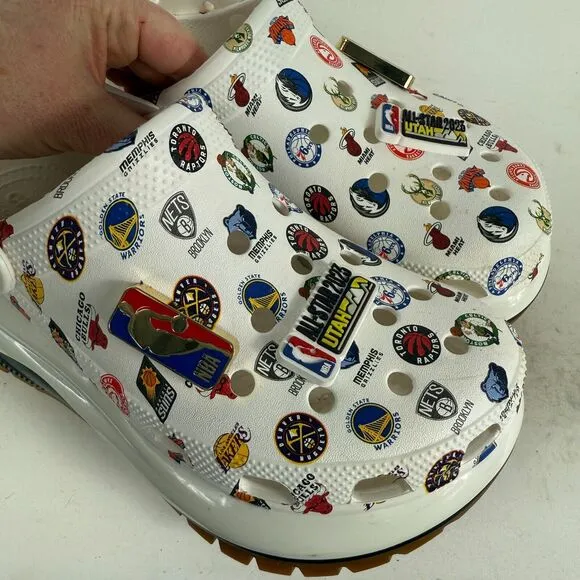 Crocs Mega Crush NBA All-Star Clogs Women's 8 White Classic Comfort Shoes