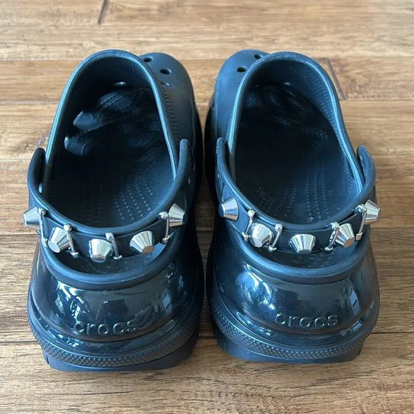 Crocs Mega Crush Rebel Rebel Clogs Black Studded Unisex Size Mens 9 Womens 11