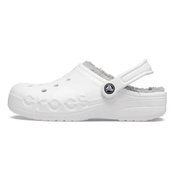 Crocs Mens Baya Lined Clogs/Slip Ons | Color: White/Grey | NEW/NWT!!🩶🩶