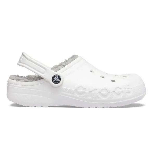 Crocs Mens Baya Lined Clogs/Slip Ons | Color: White/Grey | NEW/NWT!!🩶🩶