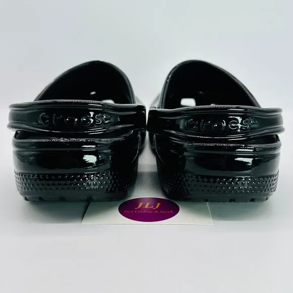 Crocs Men's Classic High Shine Clogs Black Slip On Comfort Shoes 209609 Size 11