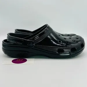 Crocs Men's Classic High Shine Clogs Black Slip On Comfort Shoes 209609 Size 11