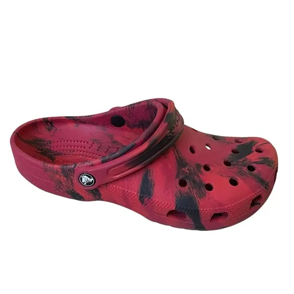 CROCS Men’s Classic Marbled Clog Red Black 8