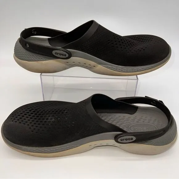 Crocs Men's LiteRide Mesh Clogs with Flippable Back Strap in Black/Gray-Size 13
