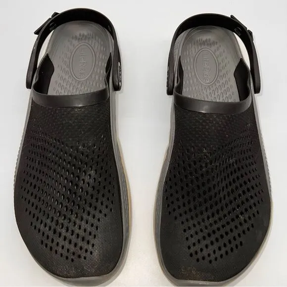 Crocs Men's LiteRide Mesh Clogs with Flippable Back Strap in Black/Gray-Size 13