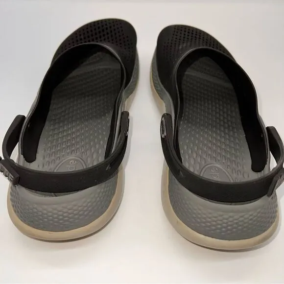 Crocs Men's LiteRide Mesh Clogs with Flippable Back Strap in Black/Gray-Size 13