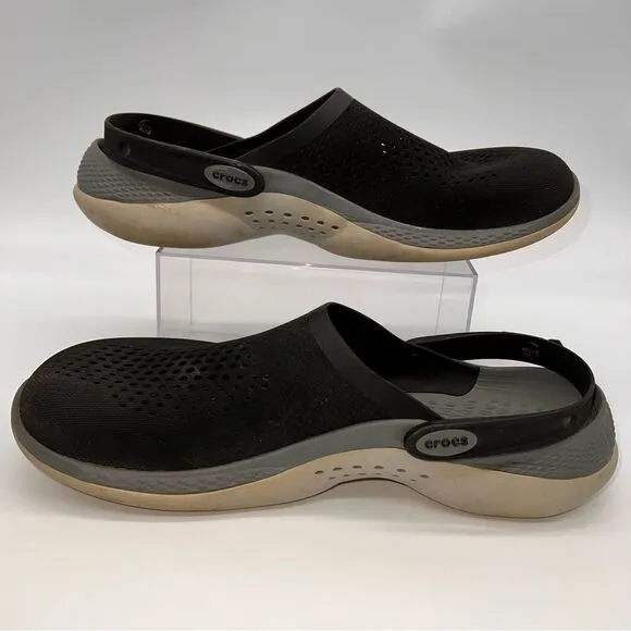 Crocs Men's LiteRide Mesh Clogs with Flippable Back Strap in Black/Gray-Size 13