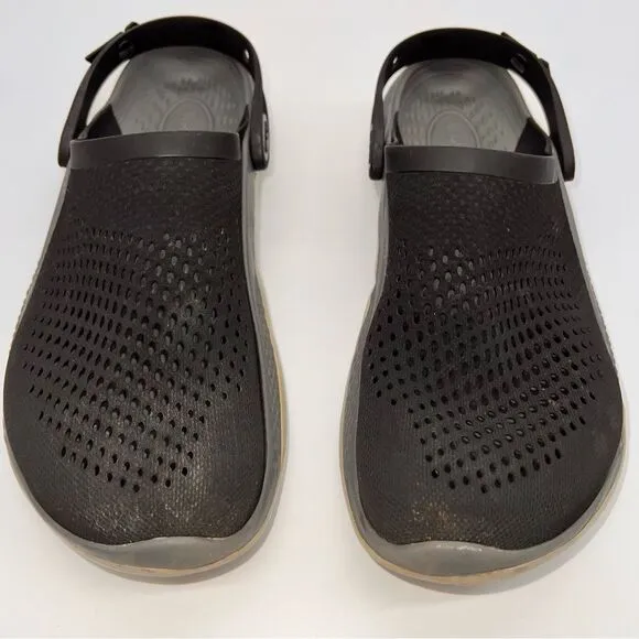 Crocs Men's LiteRide Mesh Clogs with Flippable Back Strap in Black/Gray-Size 13