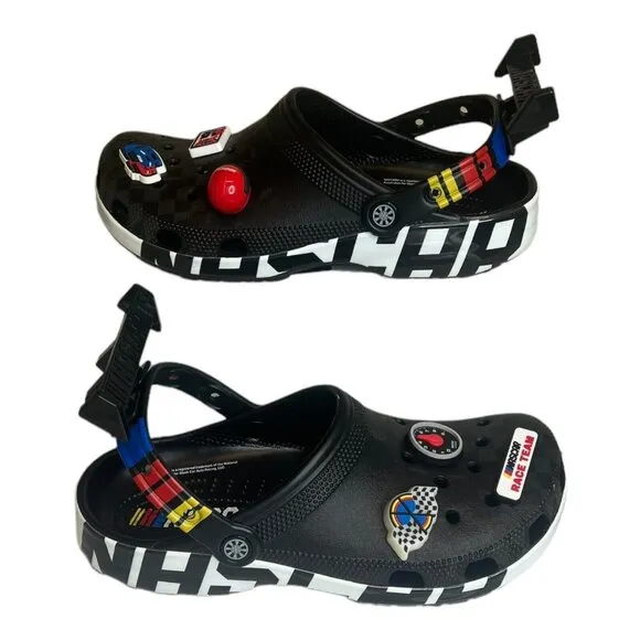 Crocs Nascar Classic Clog New With Charms Racing Jibbitz Size M8 / W 10 NWT