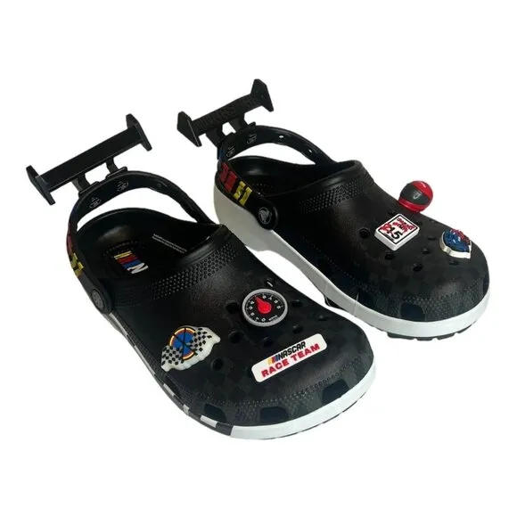 Crocs Nascar Classic Clog New With Charms Racing Jibbitz Size M8 / W 10 NWT
