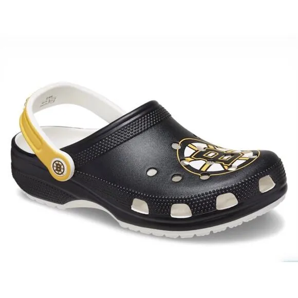 Crocs NHL Boston Bruins Mens 13 Womens 15 Clogs Black Yellow Hockey Shoes New