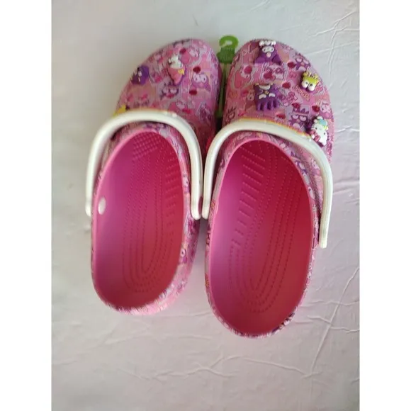 Crocs Shoes women's 12 Men's 10 Pink Hello Kitty and Friends With Jibbitz Comfy