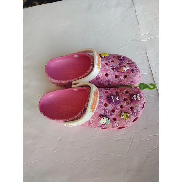 Crocs Shoes women's 12 Men's 10 Pink Hello Kitty and Friends With Jibbitz Comfy
